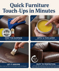 Steps to use All In One Leather And Wood Furniture Salve With Brush Set Deep Conditioning Wax on leather surfaces.