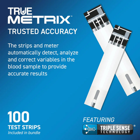 Image of test strips for Compact Blood Glucose Meter Starter Kit With Case 100 Test Strips 100 Lancets Control Solution And Log Book.