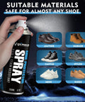 Hand spraying Waterproof Shoe Protector Spray With Nano Protection For Rain And Stain on leather, nubuck, canvas, nylon, suede shoes
