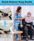 Seven Handle Gait Belt With No Slip Transfer Strap Five Point Seven Inch Padding Quick Release Buckle in use by caregiver