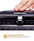 Bostitch Office EZ Squeeze 20-sheet 3-hole punch, metal construction, black and silver, top view