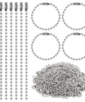 300 Pcs Ball Chain Keychain Links 3.9 Inch Beaded Chains Nickel Plated Silver 2.4 Mm Ball Chains Bulk For Dog Tags