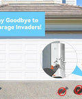 Hella Tough Garage Door Mouse Guard Kit Rustproof Pest Block Seal shown at garage entry, preventing rodents and moisture entry.