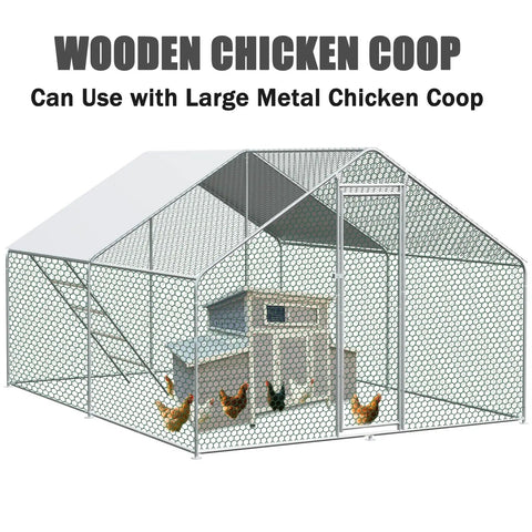 Sturdy Large Wooden Chicken Coop With Weatherproof Exterior And Six Nesting Boxes, Removable Tray, Built To Last Outdoor Poultry Cage