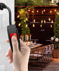 Hella Tough 1.5 Ft Extension Cord With Switch 2 Pack used to control outdoor lighting at a dining area.