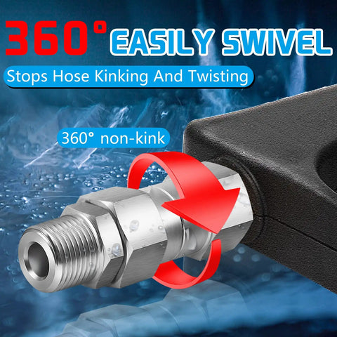 Pressure Washer Swivel Fitting Three-Eighth NPT Stainless Steel 360 Degree Kink-Free Connector High-Pressure 5000 PSI Joint For Hoses Quick And Easy Attachment Durable Steel Build For Heavy-Duty Cleaning, 3/8 NPT stainless swivel fitting