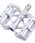 Allways Aluminum Mountain Bike Pedals Silver Double Sided Flat Pedals With Spike Pins Nine Sixteenths Inch Axle Triple Shielded Bearings