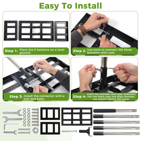 Heavy Duty Stainless Steel Lawn Leveling Rake With 30x10 Inches Head And 76 Inch Adjustable Handle assembly instructions