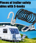 Heavy Duty RV Class III Tow Safety Cable Kit With S Hooks, 7 Ft Coiled Cables, 7500 Lb Capacity, 2 Pack Replacement BX88196 shown with RV.