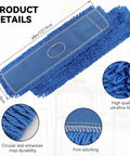 Heavy Duty 48 Inch Blue Microfiber Dust Mop Head Replacement Three Pack For Commercial Floors, featuring durable stitching and ultrafine fibers.