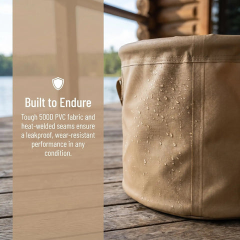 5 Gallon Collapsible Water Bucket With Handle Waterproof PVC Mesh Foldable Outdoor Container For Fishing Camping Hiking Travel