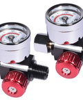 Plug And Play Two Pack Air Pressure Regulator Kit With Clear Gauge One Quarter Inch Npt Fittings slick red valve for hvlp tools.