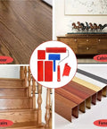 Top Shelf Wood Grain Paint Roller Set For No Sweat Wall And Furniture Refinishing With Slick Flexible Rubber Texturing Brush For Instant Realistic Lumber Vibe displayed with textures for various surfaces.
