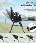 Heavy Duty Hammock Camping Chair With Removable Footrest And Cup Holder, adjustable seat positions by a lake