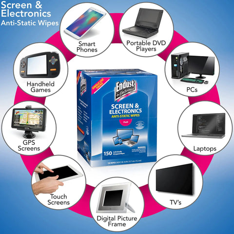 Electronics Cleaning Wipes With Anti Static Formula, Individually Wrapped Screen And Electronics Cleaner Wipes, Portable 150 Count