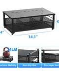 Front view of Ergonomic Computer Monitor Stand Riser With Drawers And Tray, Pro Desk Organizer For Home Office, Black, showing dimensions.