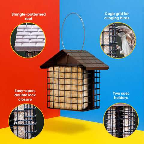 Double Suet Cake Feeder With Weather Guard Built To Last Steel Construction Black Powder Coat Finish Holds Two Suet Cakes