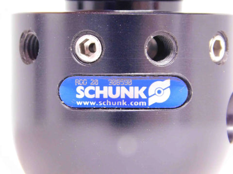 Close-up of RGG20 308590 Milling Machine Cleaning Tool by Schunk showing air or hydraulic actuation ports and label.