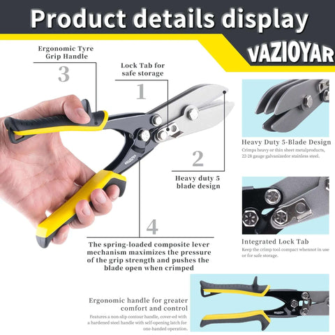Product details and features of 5 Blade Sheet Metal Crimping Tool For 22 Gauge Galvanized Steel And 28 Gauge Stainless Steel Pro Grade Build