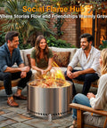 Smokeless 28 Inch Fire Pit With Stand And Grill Rack For Backyard Fun Large Stainless Steel Wood Burning Outdoor Stove