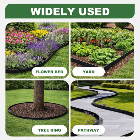 Metal Landscape Edging Border Kit With Six Panels 42 Inch Long And 4.5 Inch High Galvanized Steel Lawn Edging for flower beds, yards, tree rings, and pathways
