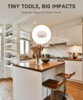 Modern kitchen with 100 Piece Felt Cabinet Door Bumpers Self Adhesive Soft Close Absorb Impact And Reduce Noise 0.4 Inch Diameter 0.17 Inch Thick Nearly Invisible For Furniture Drawers Walls And Floors displayed.