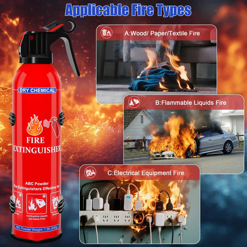 4 Pack Dry Chemical Fire Extinguishers Portable Dry Powder Fast Acting Units With Mount for home, car, boat, and electrical fires