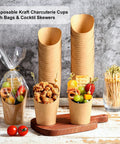 Charcuterie Cups Kit Party Ready With 60 Disposable Cups 200 Bamboo Cocktail Sticks 60 Kraft Paper Bags 14 Oz Brown Snack Boxes
