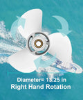 OEM Aluminum Outboard Boat Propeller For Yamaha 60-115 HP Engines 3 Blade Right Rotation 15 Spline 13.5 Pitch