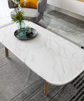 Coffee table with Marble Peel And Stick Countertop Contact Paper Waterproof Vinyl Backsplash, white and gray marble pattern.