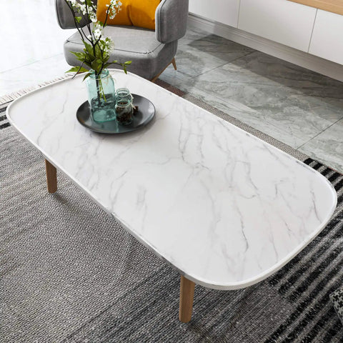 Coffee table with Marble Peel And Stick Countertop Contact Paper Waterproof Vinyl Backsplash, white and gray marble pattern.