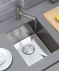 Stainless Steel Undermount Bar Sink For RV And Small Kitchen 15 By 17 Inch Single Bowl With Brushed Nickel Finish installed