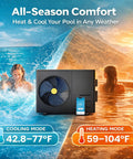 Extend Your Backyard Swim Season Way Past Late Summer With This Energy Smart Electric Pool Heat Pump and its cooling, heating modes.