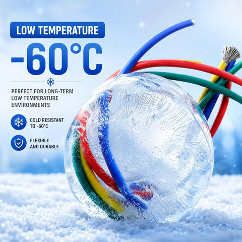 320 Ft High Heat Silicone Cable With Raw Copper Core Built Tough For Hot Rod Fixes And Ev Swaps Bends Without A Fight Tolerates Crazy Temps Up To Two Hundred Degrees Celsius Orange 50Mm2 in ice with frozen background