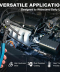 9-piece automotive hose clamp pliers set with long-reach swivel jaws, blue-handled pliers shown in engine bay.