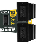 10 Pack Slim GFCI Outlets 15A 125V with Self Test LED Indicator and Wall Plate ETL Listed in black packaging