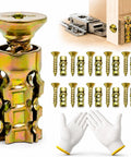 6x14mm Short Expansion Screw Set For Cabinet Hinges End The Wobble Fix Stripped Threads And Sagging Doors shown with gloves