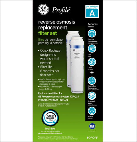 Under Sink Reverse Osmosis Water Filter Replacement Two Filter Kit For Your Home RO Setup package showing two filters with text details