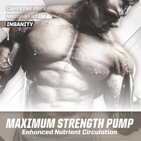 Ultra Insanity Premium Pre Workout Powder For Explosive Muscle Pump Laser Focus Endurance And Recovery With Creatine Arginine And Beta Alanine Cherry Bombsicle Flavor 30 Servings with muscular man lifting weights