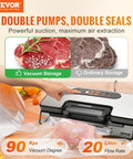Killer Suction 90Kpa Dual Pump Vacuum Sealer Machine for vacuum storage, showing vacuum sealer with meat and sealing bags.