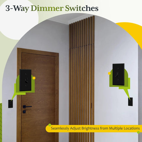 Smooth As Butter Toggle Dimmer Switch For Led And Incandescent Bulbs Single Pole Or Three Way Wiring Slick Black Plate in modern home.