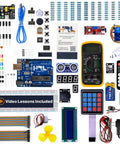 Electronics Starter Kit With Step By Step Video Lessons For Beginners Arduino Compatible Board Sensors LEDs And Servos
