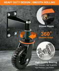 Front view of 6 Inch Heavy Duty Gate Wheel With Beefed-Up Spring Loaded Support And 600 Lb Capacity, anti sag gate caster.
