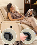 Universal Recliner Replacement Pull Handle And Release Cable Kit Two Pack shown with a woman using a recliner mechanism.