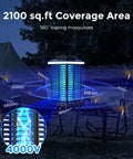 2 In 1 Bug Zapper With LED Night Light No Fuss Outdoor Mosquito Killer Portable Rechargeable 5000mAh Battery 4000V Electric Fly Zapper for Patio
