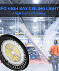 UFO LED High Bay Light 150W 16500 Lumens 5000K Plug In Shop Light With 110 Degree Beam for industrial space ceiling
