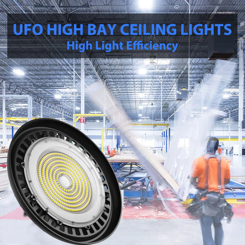UFO LED High Bay Light 150W 16500 Lumens 5000K Plug In Shop Light With 110 Degree Beam for industrial space ceiling