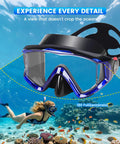 Three Window Panoramic Snorkel Mask For Grown Ups With Anti Fog Scratch Resistant PC Lenses And Liquid Silicone Skirt in water