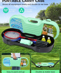 Portable Badminton Net Set With Pop Up Design, Complete 4 Racket Pack With Shuttlecocks And Carry Case displayed open on grass