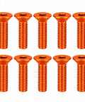 Get These Rad Colored Alumina Countersunk Head Screws In Hex Shape For Your Model Build Featuring M3 M4 M5 M6 Sizes To Fix Hardware Fast Without Hassle Or Matchup Issues - Orange anodized aluminum screws arranged in a row.